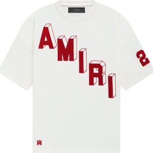 Amiri White Diagonal Hockey Logo T-Shirt Homme L – Rare Streetwear Essential